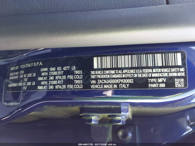 ZACNJABB0KPK80682 Jeep Renegade Latitude Fwd