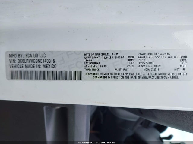 2022 RAM PROMASTER 2500 3C6LRVVG9NE140916 Photo 8