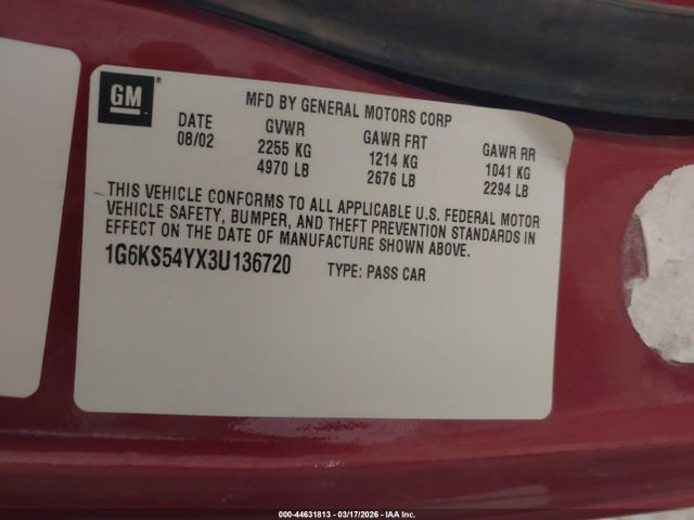 2003 CADILLAC SEVILLE 1G6KS54YX3U136720 Photo 8