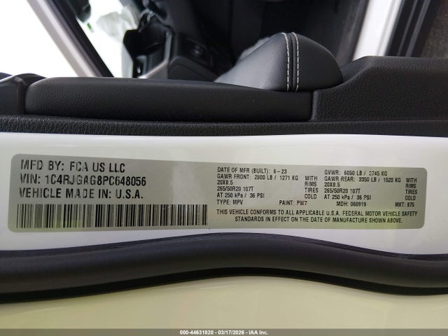 Aukcja sprzedaży 2023 Jeep Grand Cherokee Altitude 4x2, vin: 1C4RJGAG8PC648056, numer aukcji: 44631820