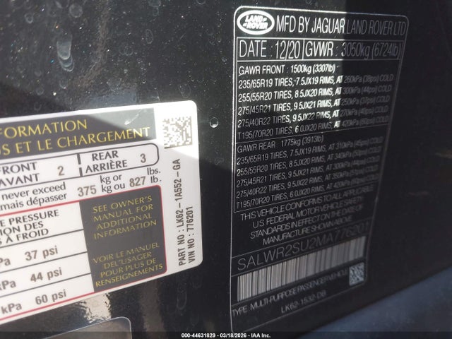 SALWR2SU2MA776201 Land Rover Range Rover Sport Hse Silver Edition Mhev
