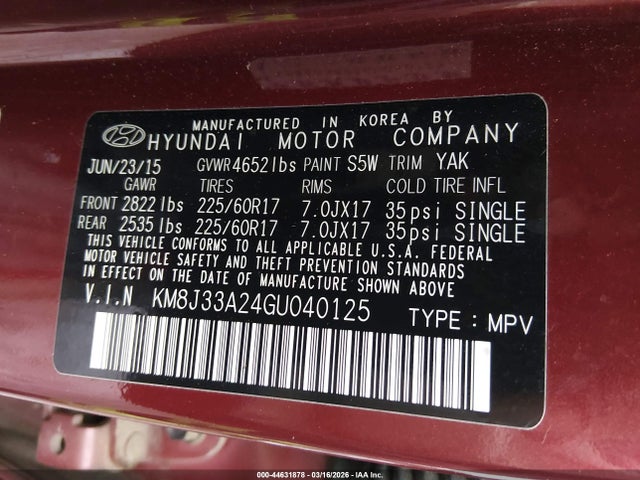 2016 HYUNDAI TUCSON KM8J33A24GU040125 Photo 8