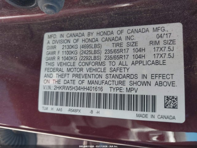 2HKRW5H34HH401616 Honda CR-V LX