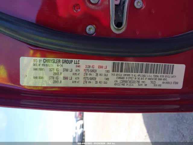 44631953 :رقم المزاد ، 1C6RR6KT0ES331798 vin ، 2014 Ram 1500 Express مزاد بيع