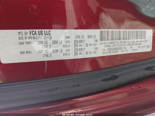 Aukcja sprzedaży 2019 Dodge Grand Caravan Sxt, vin: 2C4RDGCG8KR580328, numer aukcji: 44631968