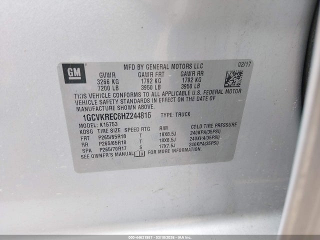 1GCVKREC6HZ244816 Chevrolet Silverado 1500 1lt