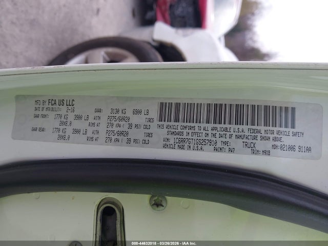 Продаж на аукціоні авто 2016 Ram 1500, vin: 1C6RR7GT1GS257910, номер лоту: 44632018