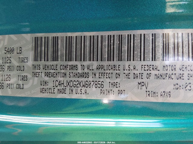 2019 JEEP WRANGLER UNLIMITED 1C4HJXDG2KW607856 Photo 8