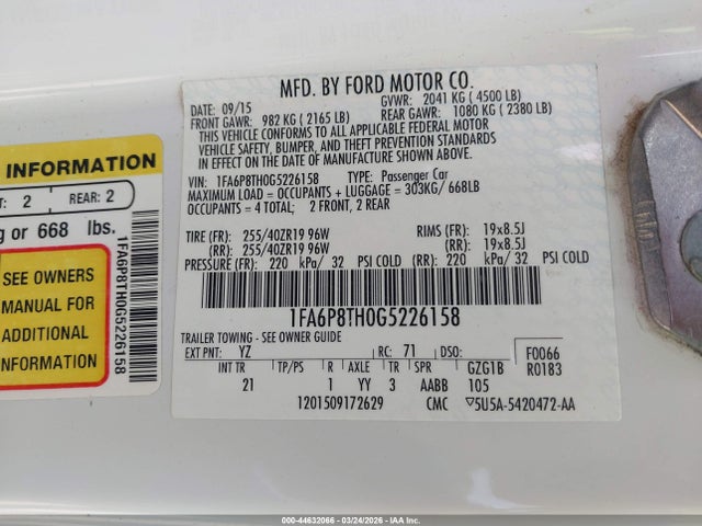 1FA6P8TH0G5226158 Ford Mustang Ecoboost