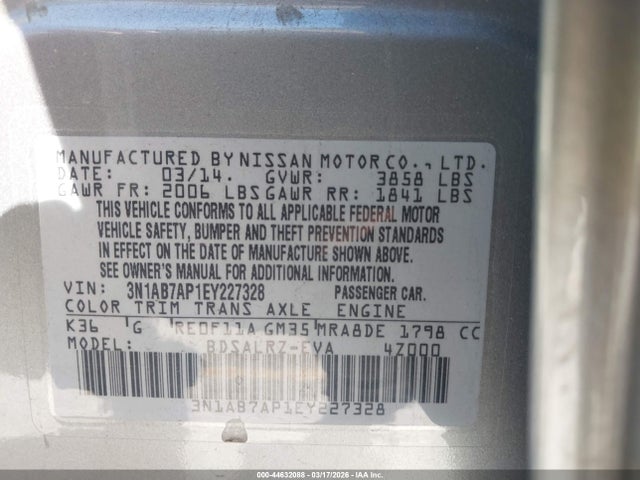 Nissan SENTRA SR 2014 3N1AB7AP1EY227328 Image 9