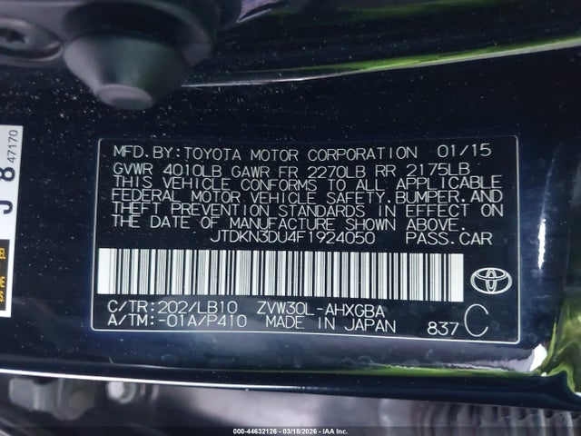 Toyota Prius Four 2015 JTDKN3DU4F1924050 Image 9