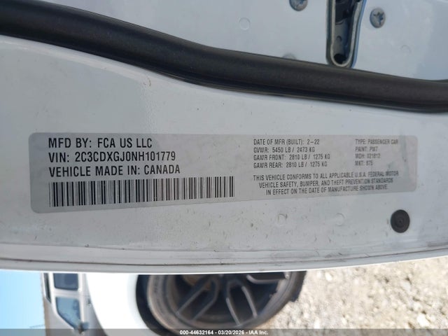 Продаж на аукціоні авто 2022 Dodge Charger Scat Pack Widebody, vin: 2C3CDXGJ0NH101779, номер лоту: 44632164