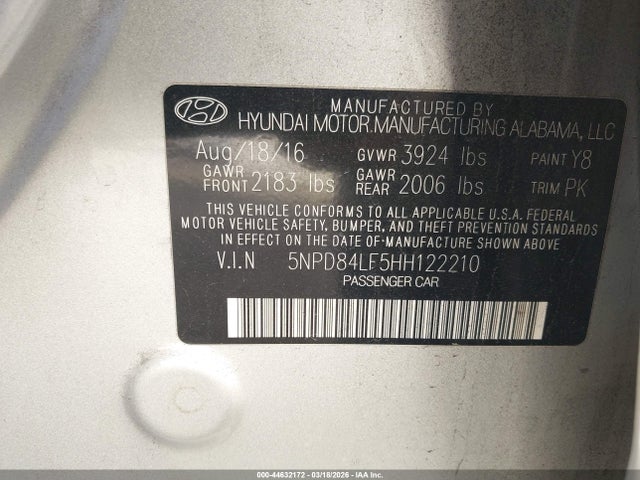 Продаж на аукціоні авто 2017 Hyundai Elantra Se, vin: 5NPD84LF5HH122210, номер лоту: 44632172