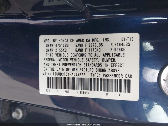 2015 Acura Tlx V6 Tech მანქანა იყიდება აუქციონზე, vin: 19UUB3F51FA005227, აუქციონის ნომერი: 44632186