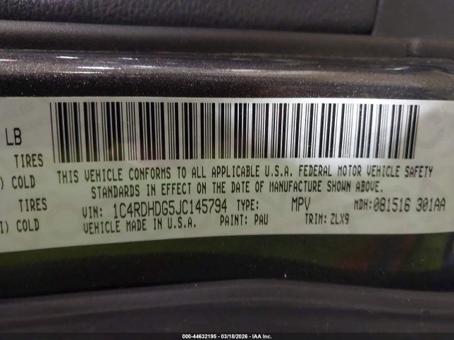 Продаж на аукціоні авто 2018 Dodge Durango Gt Rwd, vin: 1C4RDHDG5JC145794, номер лоту: 44632195