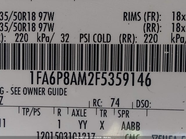 Ford Mustang V6 2015 1FA6P8AM2F5359146 Image 9