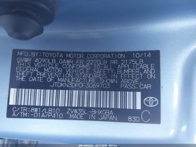 Toyota Prius Plug-in Advanced 2015 JTDKN3DP0F3069703 Image 9