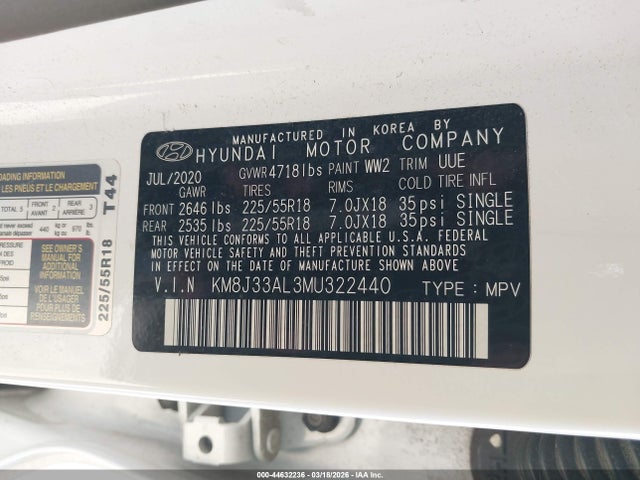 KM8J33AL3MU322440 Hyundai TUCSON SEL