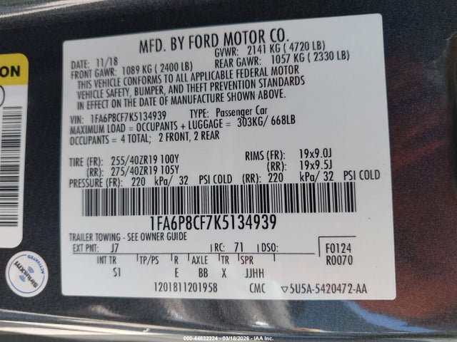 Ford Mustang Gt Premium 2019 1FA6P8CF7K5134939 Image 9