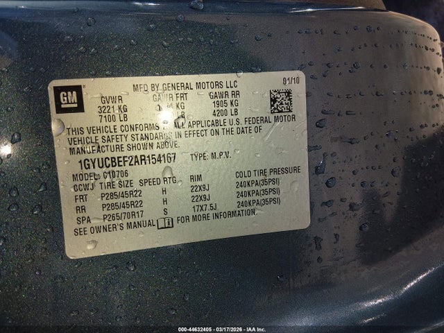 2010 CADILLAC ESCALADE 1GYUCBEF2AR154167 Photo 8