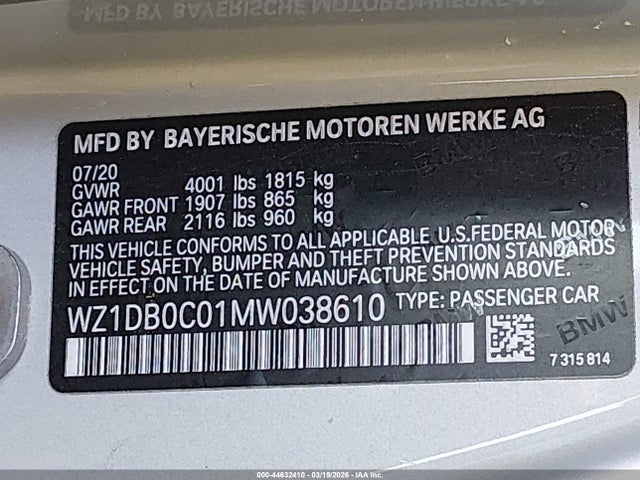 WZ1DB0C01MW038610 Toyota Gr Supra 3.0 Premium