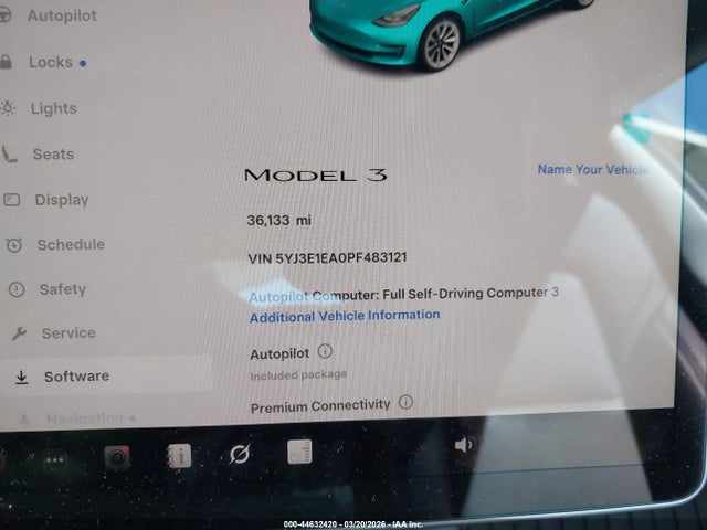 Aukcja sprzedaży 2023 Tesla Model 3 Rear-wheel Drive, vin: 5YJ3E1EA0PF483121, numer aukcji: 44632420