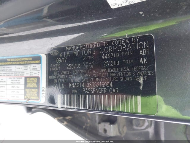KNAGT4L33J5216994 KIA Optima Lx