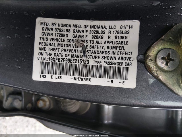 Honda Civic Ex-l 2014 19XFB2F99EE215123 Image 9