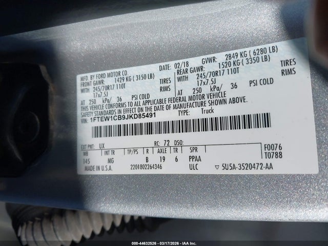 Ford F-150 Xlt 2018 1FTEW1CB9JKD85491 Image 9
