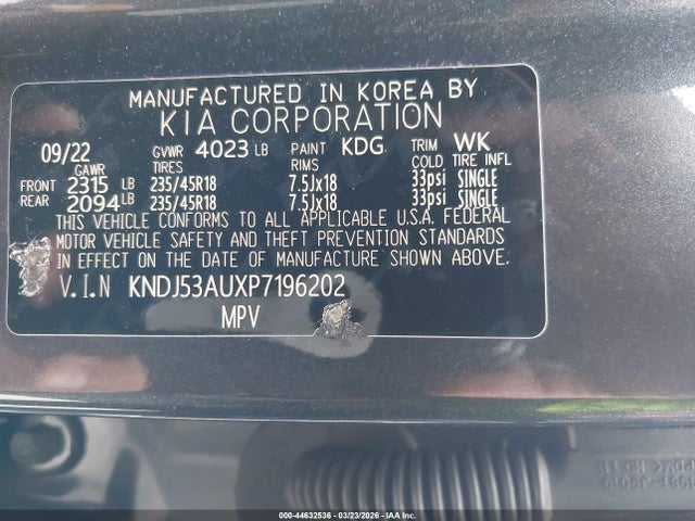 2023 Kia Soul Gt-line მანქანა იყიდება აუქციონზე, vin: KNDJ53AUXP7196202, აუქციონის ნომერი: 44632536