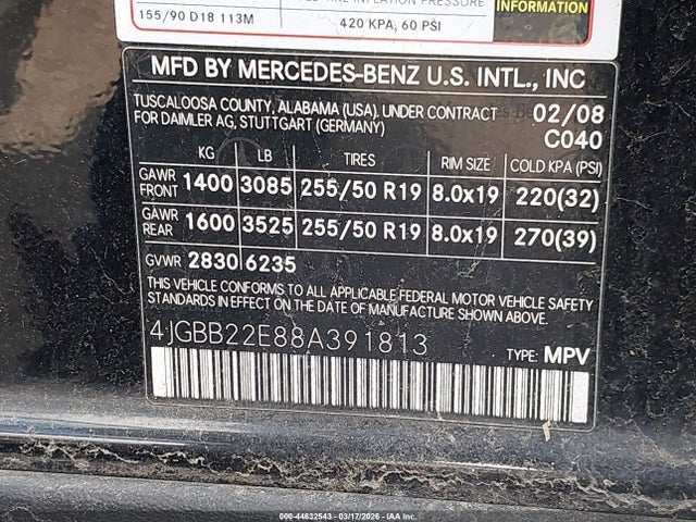 2008 MERCEDES-BENZ ML 320 CDI 4JGBB22E88A391813 Photo 8