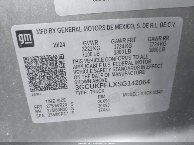 3GCUKFELXSG142064 Chevrolet Silverado 1500 4wd Short Bed Lt Trail Boss