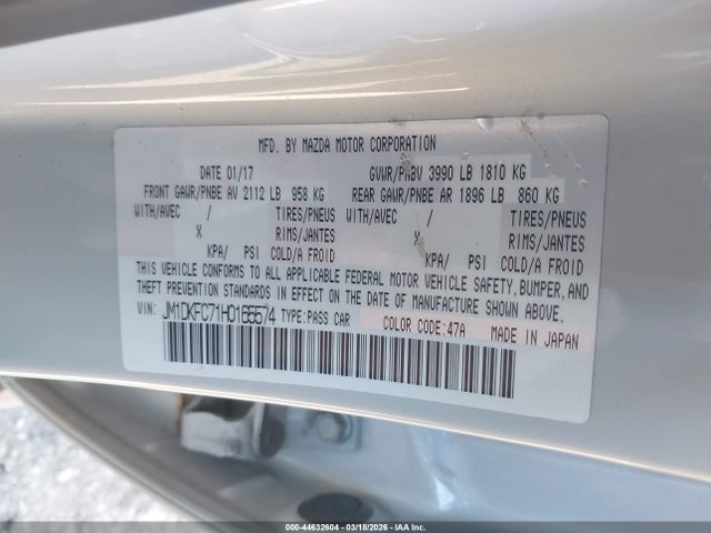 44632604 :رقم المزاد ، JM1DKFC71H0165574 vin ، 2017 Mazda Cx-3 Touring مزاد بيع