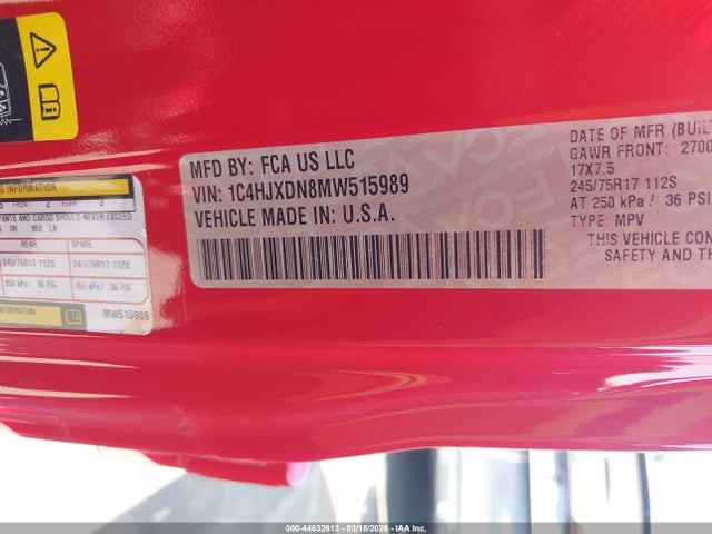 2021 JEEP WRANGLER UNLIMITED 1C4HJXDN8MW515989 Photo 8