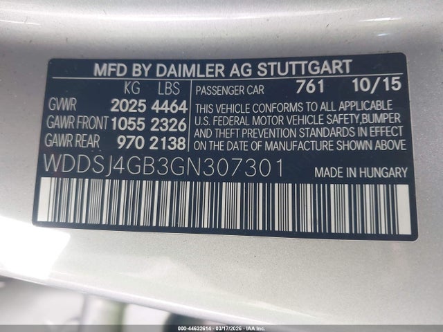 Продажа на аукционе авто 2016 Mercedes-benz Cla 250 4matic, vin: WDDSJ4GB3GN307301, номер лота: 44632614