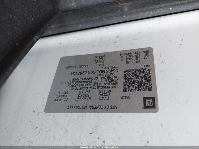 Продаж на аукціоні авто 2019 Gmc Acadia Slt-1, vin: 1GKKNULS9KZ282124, номер лоту: 44632623