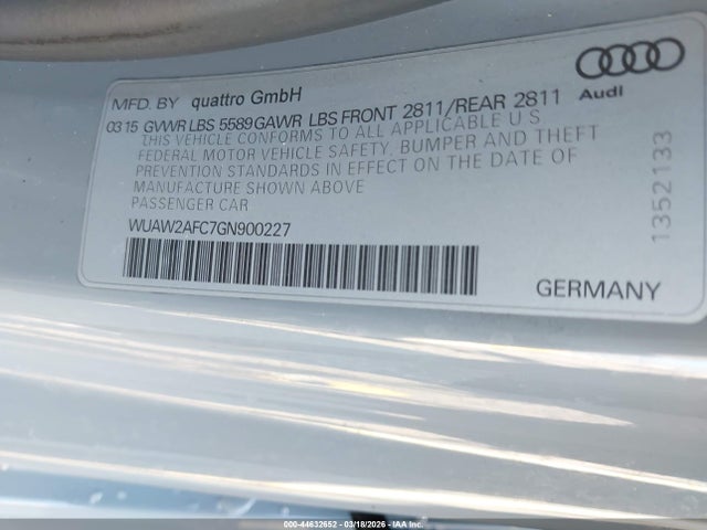 2016 AUDI RS 7 WUAW2AFC7GN900227 Photo 8