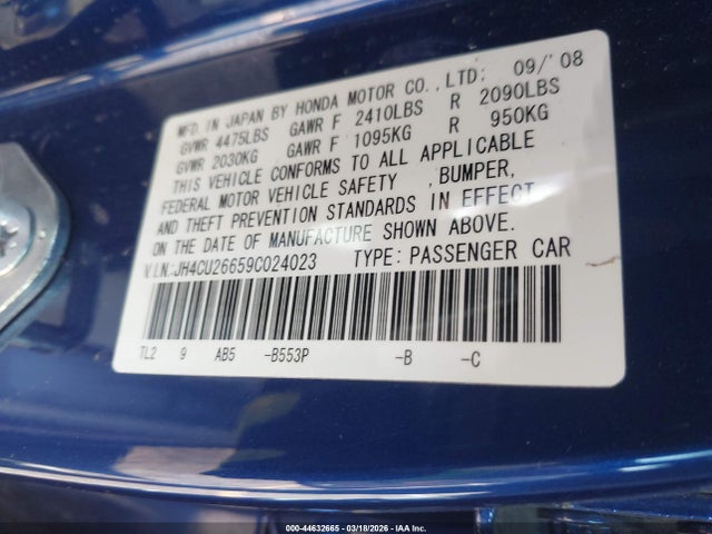 Продажа на аукционе авто 2009 Acura Tsx, vin: JH4CU26659C024023, номер лота: 44632665