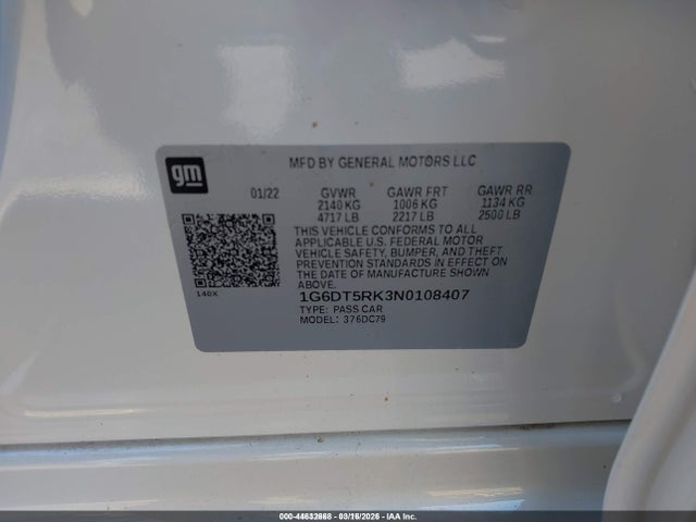2022 Cadillac Ct5 Premium Luxury მანქანა იყიდება აუქციონზე, vin: 1G6DT5RK3N0108407, აუქციონის ნომერი: 44632668