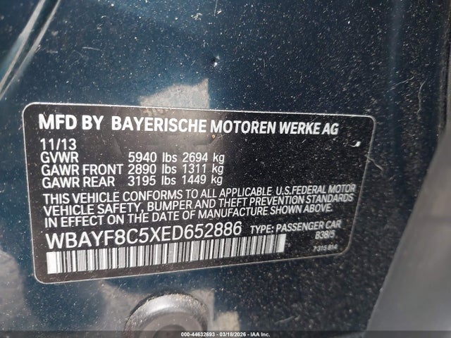Aukcja sprzedaży 2014 Bmw Alpina B7 Xdrive, vin: WBAYF8C5XED652886, numer aukcji: 44632693