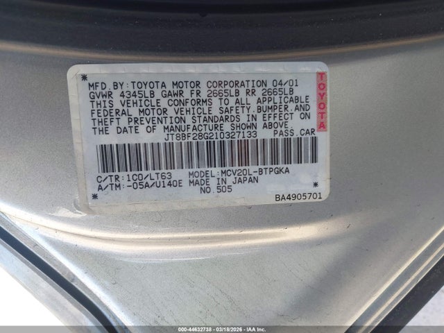 2001 LEXUS ES 300 JT8BF28G210327133 Photo 8