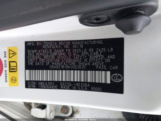 2019 LEXUS ES 350 58ABZ1B19KU003635 Photo 8