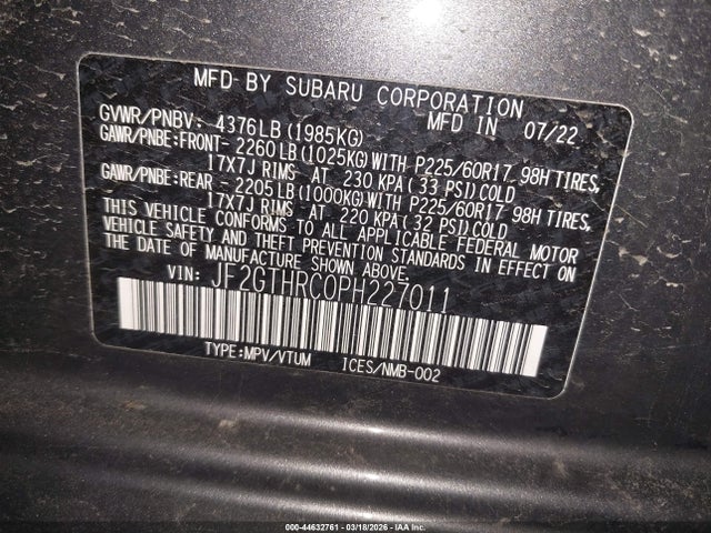 Aukcja sprzedaży 2023 Subaru Crosstrek Sport, vin: JF2GTHRC0PH227011, numer aukcji: 44632761