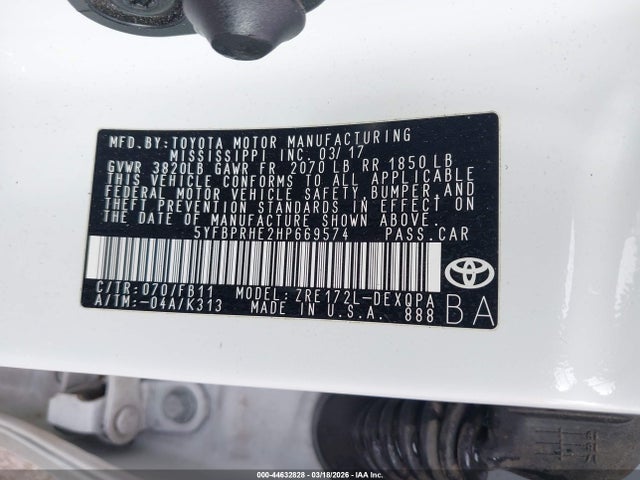 Toyota Corolla Le Eco 2017 5YFBPRHE2HP669574 Image 9