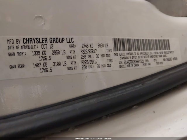 44632863 :رقم المزاد ، 2C4RDGBG9DR601529 vin ، 2013 Dodge Grand Caravan Se مزاد بيع