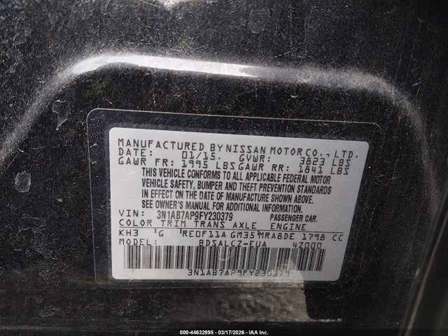 3N1AB7AP9FY230379 Nissan SENTRA S