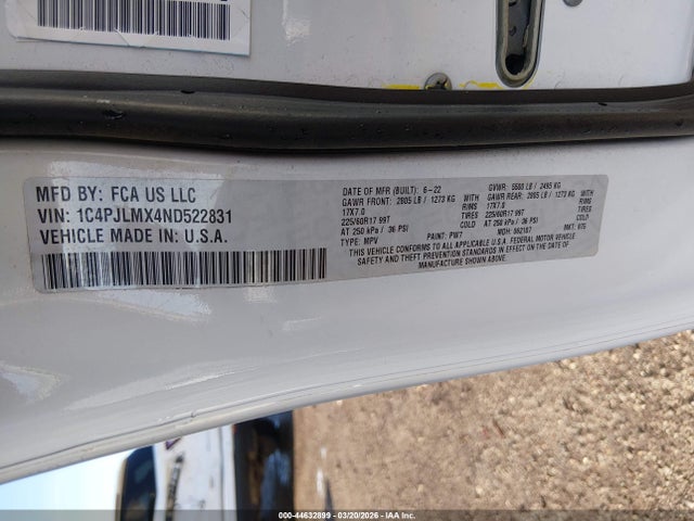 1C4PJLMX4ND522831 Jeep Cherokee Latitude Lux Fwd
