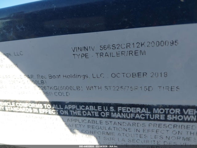 Продаж на аукціоні авто 2019 Boat Mate Other, vin: 566S2CR12K2000095, номер лоту: 44632924