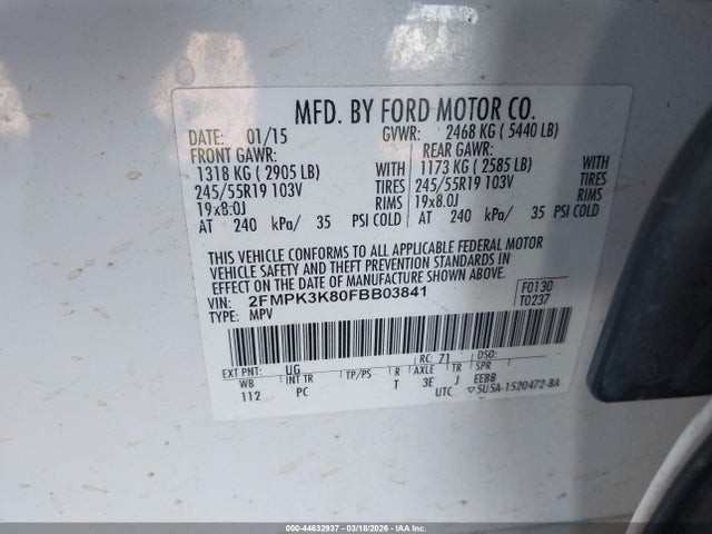Ford Edge Titanium 2015 2FMPK3K80FBB03841 Image 9