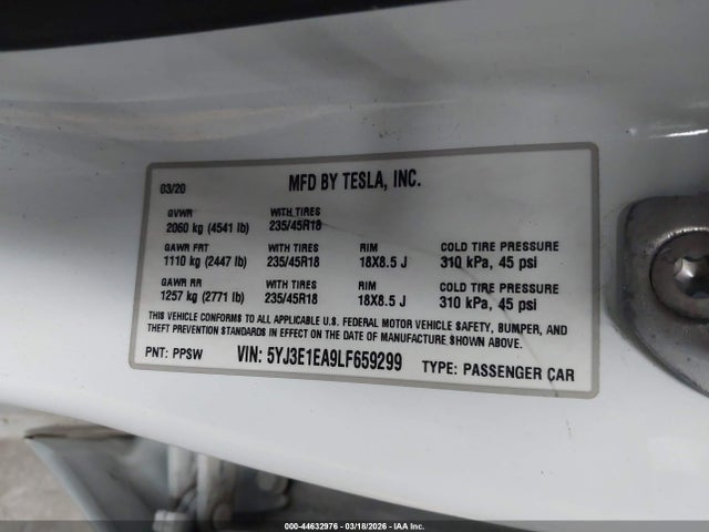2020 TESLA MODEL 3 5YJ3E1EA9LF659299 Photo 8